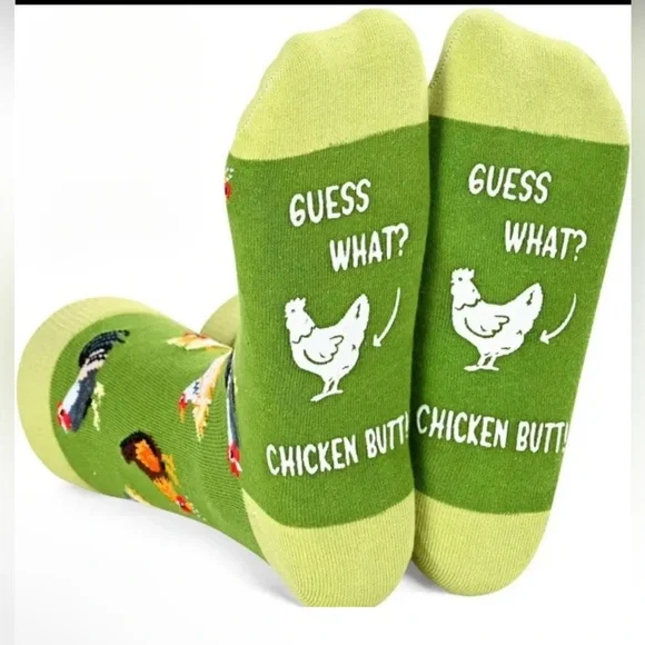 Green Chicken Print Socks NWT - Picture 1 of 3